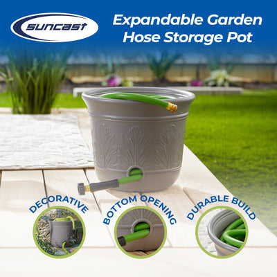 Suncast 300ft Heavy Duty 5 Gallon Decorative Hose Pot, Gray Speckle (Open Box)
