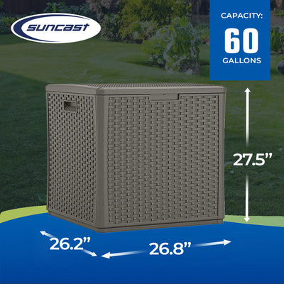 Suncast 60 Gallon Resin Outdoor Patio Storage Cube Deck Box, Stoney (Open Box)