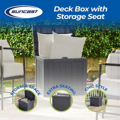 Suncast 22 Gallon Outdoor Small Deck Box & 30 Gallon Trash Waste Bin, Cyberspace - VMInnovations