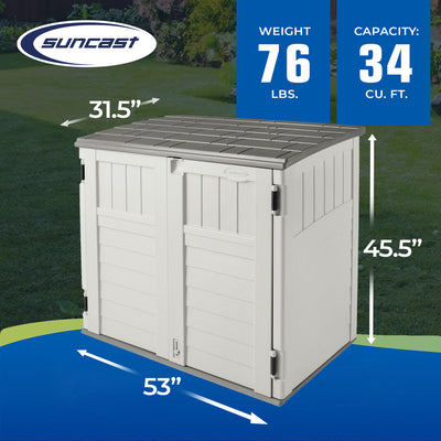 Suncast 34 Cu. Ft. Resin Horizontal Storage Shed w/Reinforced Floor - (Open Box)