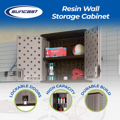Suncast 4 Cubic Feet Resin Single Shelf Garage Wall Storage Cabinet (Used)