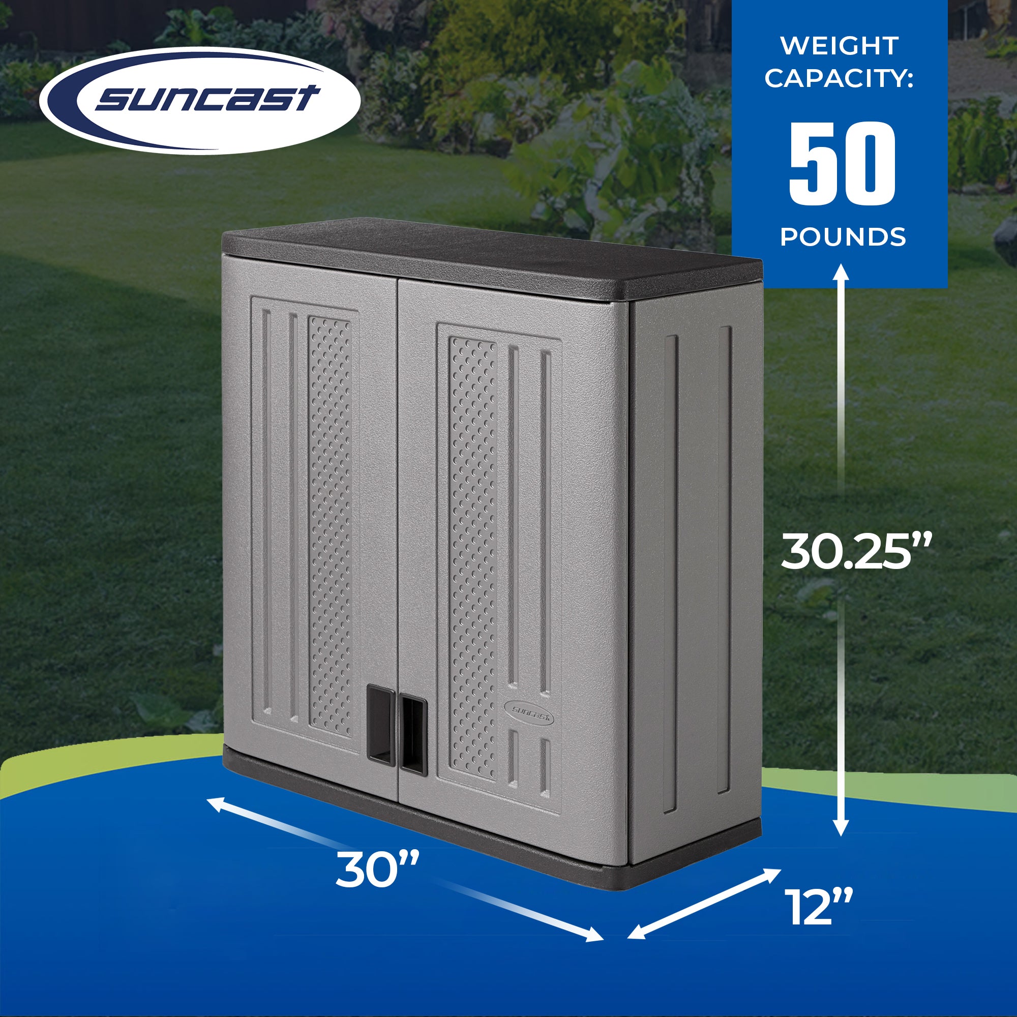 Suncast 4 Cubic Feet Resin Single Shelf Garage Wall Storage Cabinet (Open Box)