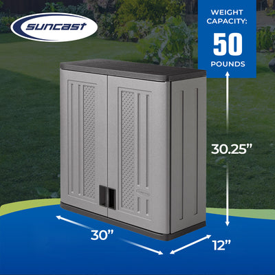 Suncast 4 Cubic Feet Resin Single Shelf Garage Wall Storage Cabinet (Open Box)