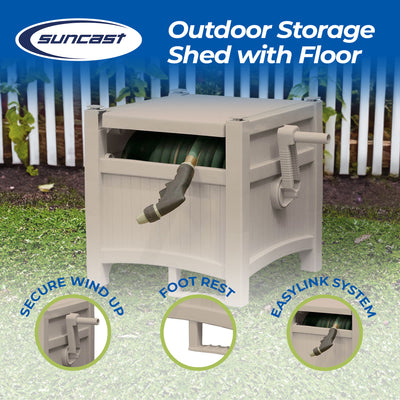 Suncast Hideaway 100 Ft Capacity Garden Hose Reel, Taupe (For Parts)