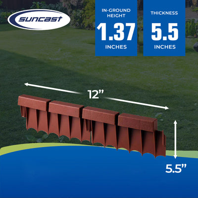 Suncast 10 Foot Interlocking Brick Resin Border Edging, 12" Sections (40 Pack)