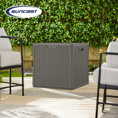 Suncast 60 Gallon Resin Outdoor Patio Storage Cube Deck Box, Stoney (Open Box)