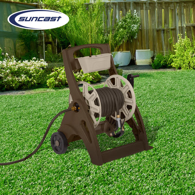 Suncast 225 Foot Capacity Durable Hosemobile Pro Garden Hose Reel Cart, Mocha