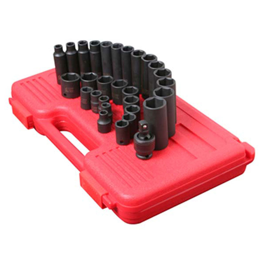 Sunex 29 Piece 3/8 Inch Drive Metric Master Deep Impact Socket Tool Set (Used)