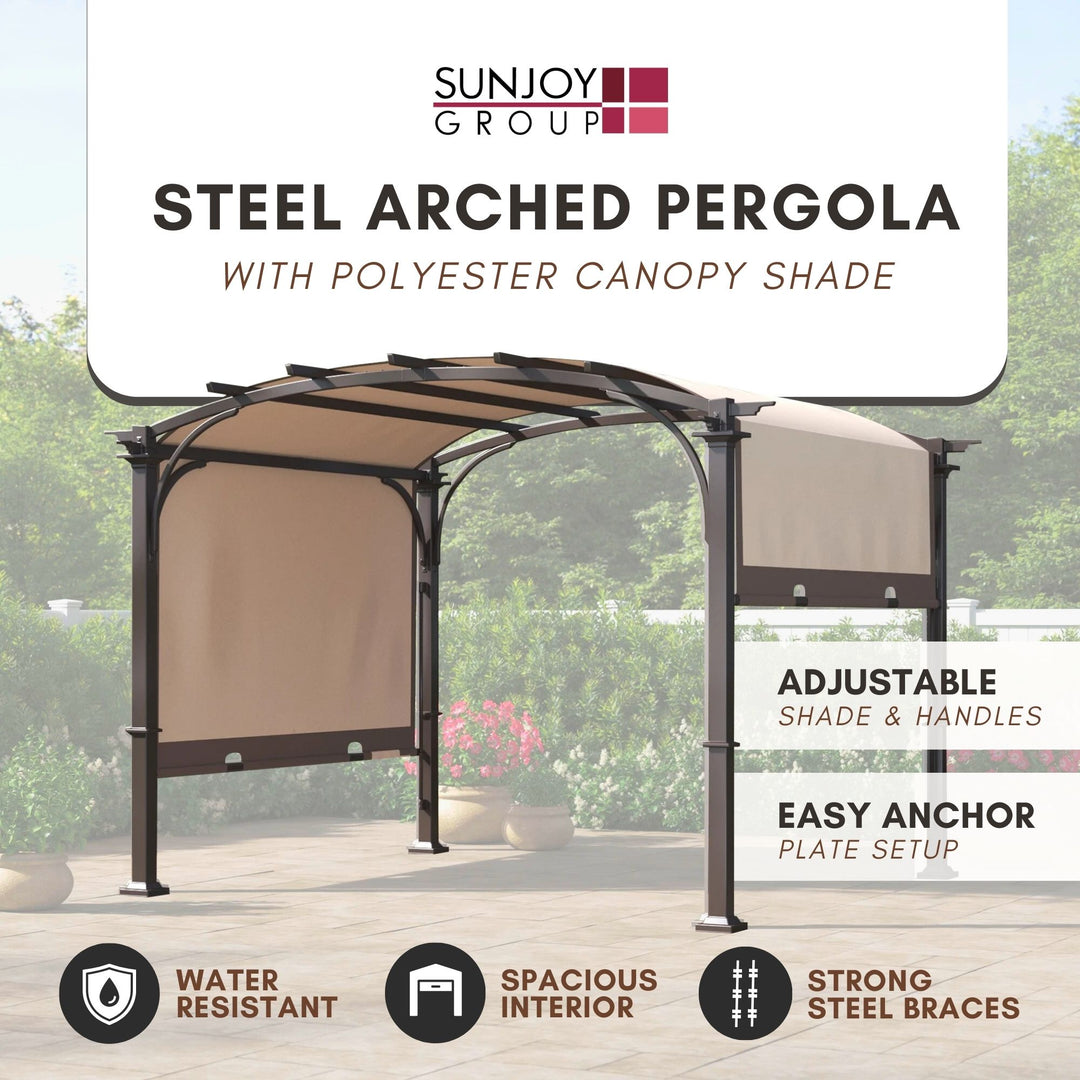 Sunjoy 9 x 11 Foot Arched Pergola Cover Outdoor Backyard Roof Shaded Canopy Tent