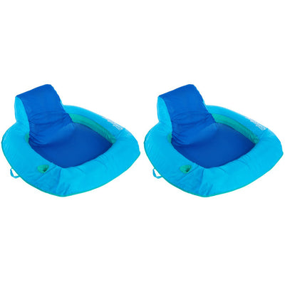 SwimWays Spring Float SunSeat Pool Summertime Relaxation Lounger, Blue (2 Pack)