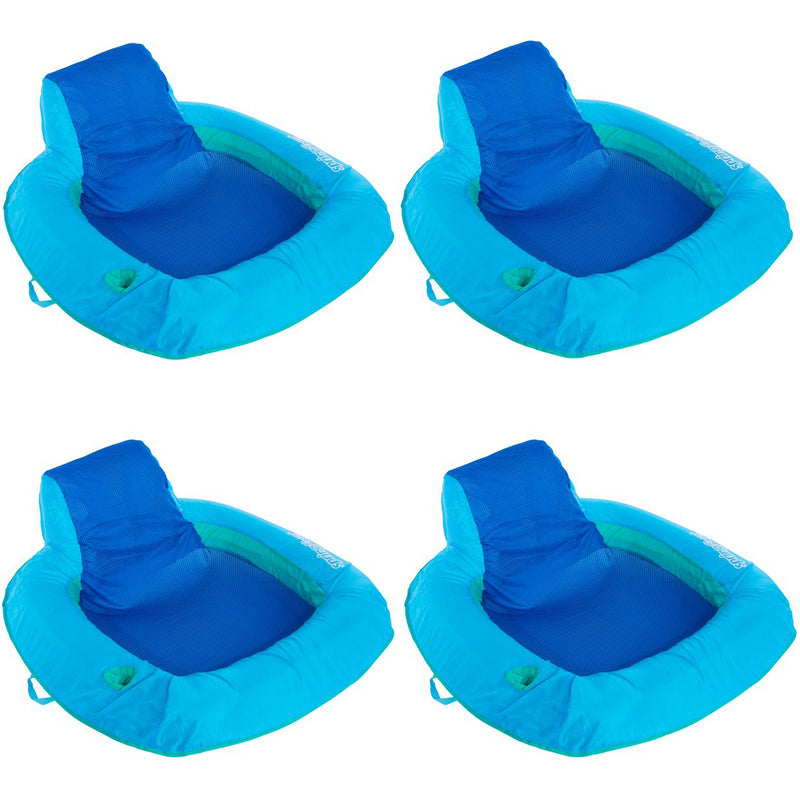 SwimWays Spring Float SunSeat Pool Summertime Relaxation Lounger, Blue (4 Pack)