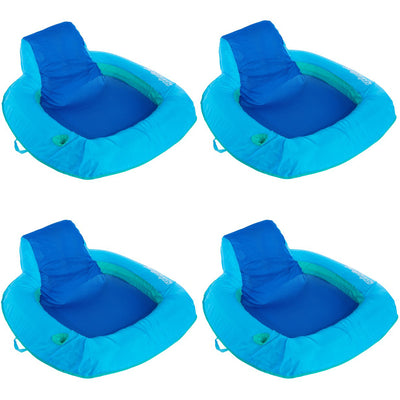 SwimWays Spring Float SunSeat Pool Summertime Relaxation Lounger, Blue (4 Pack)