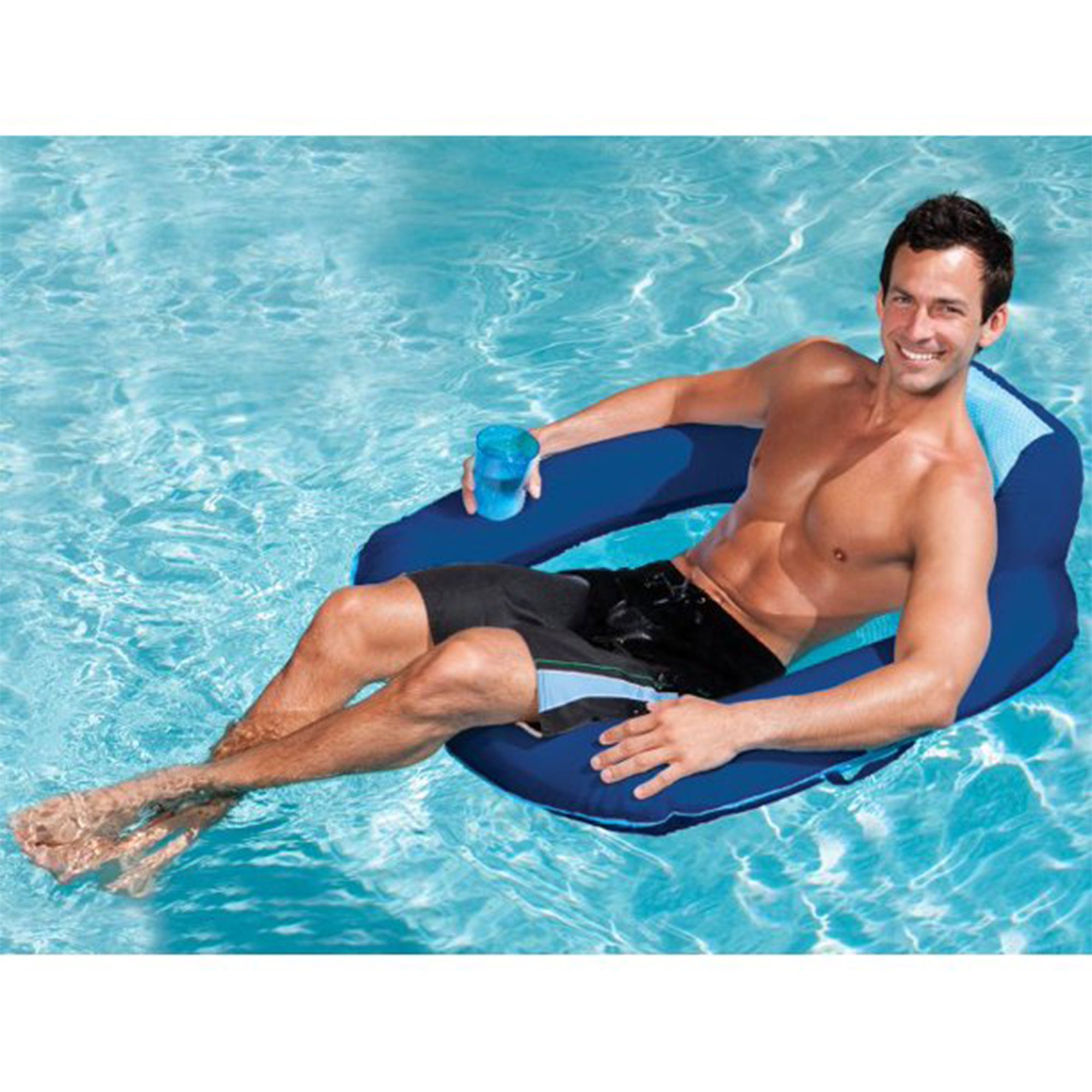 SwimWays Spring Float SunSeat Water Pool Summertime Relaxation Lounge Seat, Blue - VMInnovations
