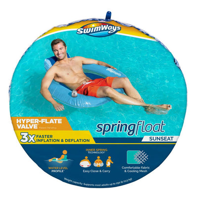 SwimWays Spring Float SunSeat Water Pool Summertime Relaxation Lounge Seat, Blue - VMInnovations