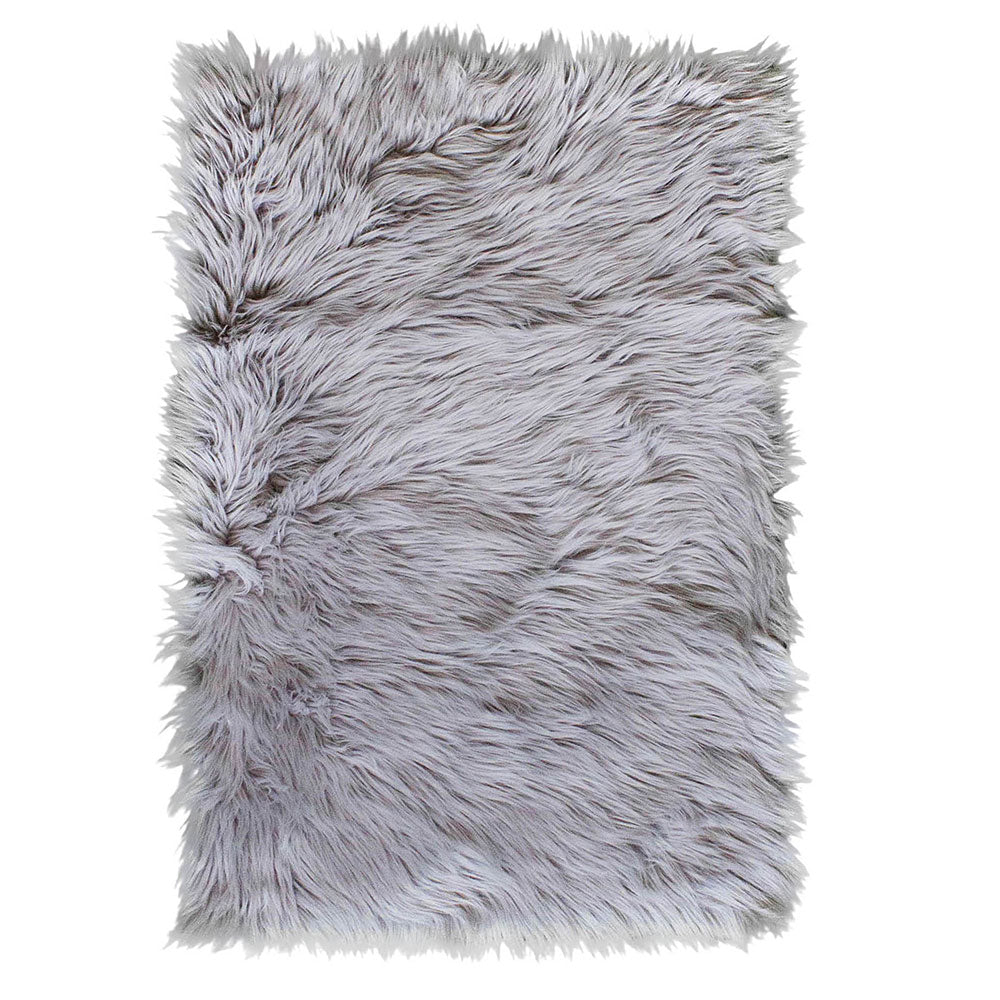 Super Area Rugs Plush 7 x 5 Ft X Large Sheepskin Shag Faux Fur Rug, Gray (Used)