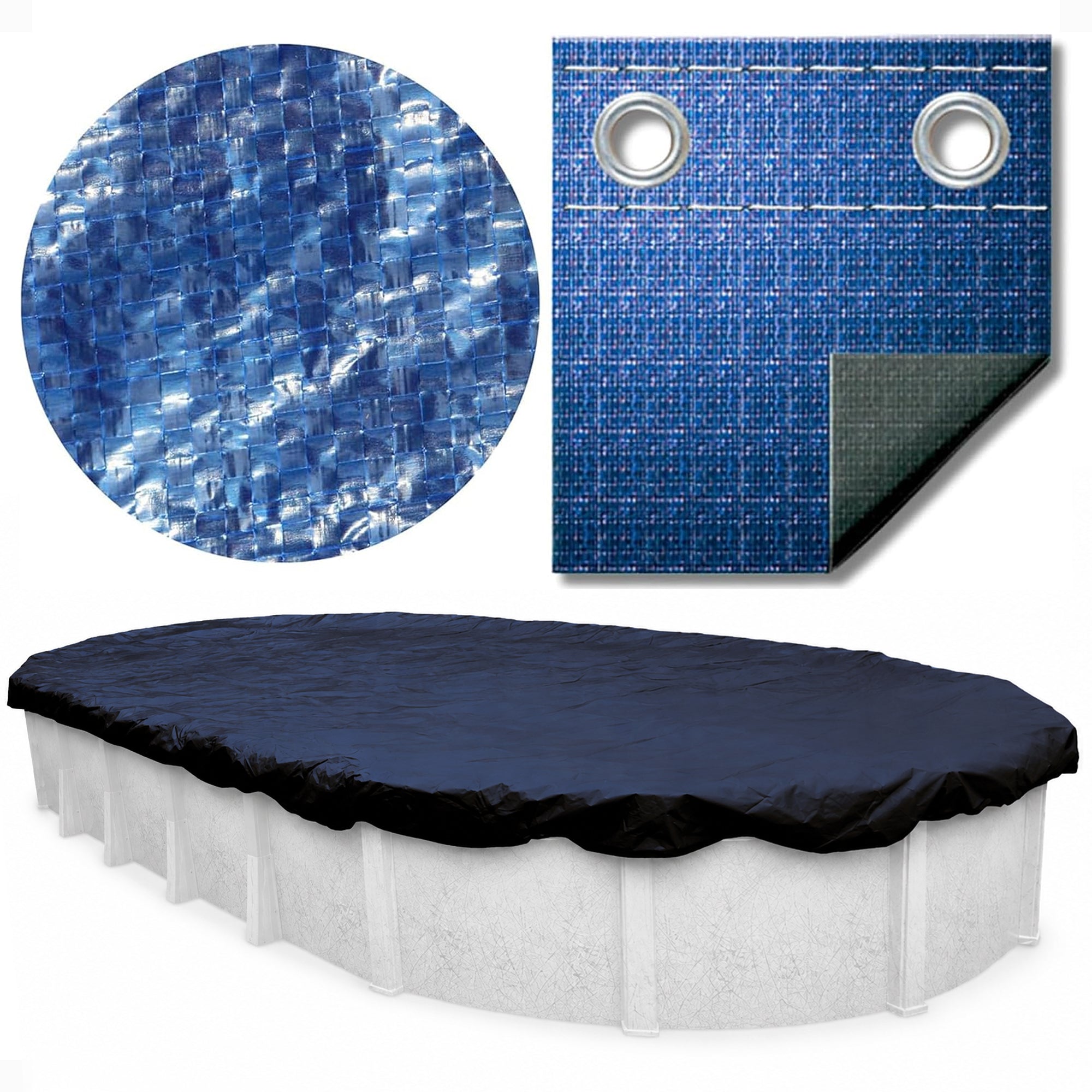 Swimline 16x32 Heavy Duty Oval Above Ground Winter Pool Cover, Blue (Used)