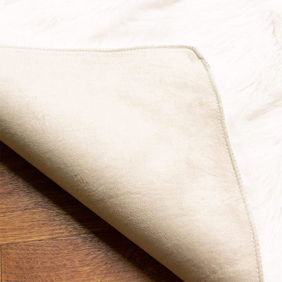Super Area Rugs Plush Soft 7 x 5 Foot XL Sheepskin Shag Faux Fur Rug, White