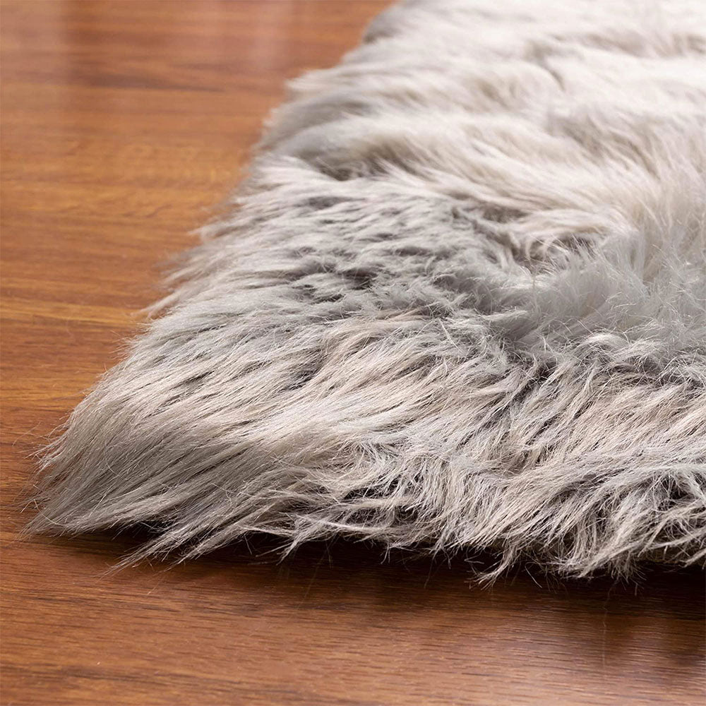 Super Area Rugs Plush 7 x 5 Ft X Large Sheepskin Shag Faux Fur Rug, Gray (Used) - VMInnovations
