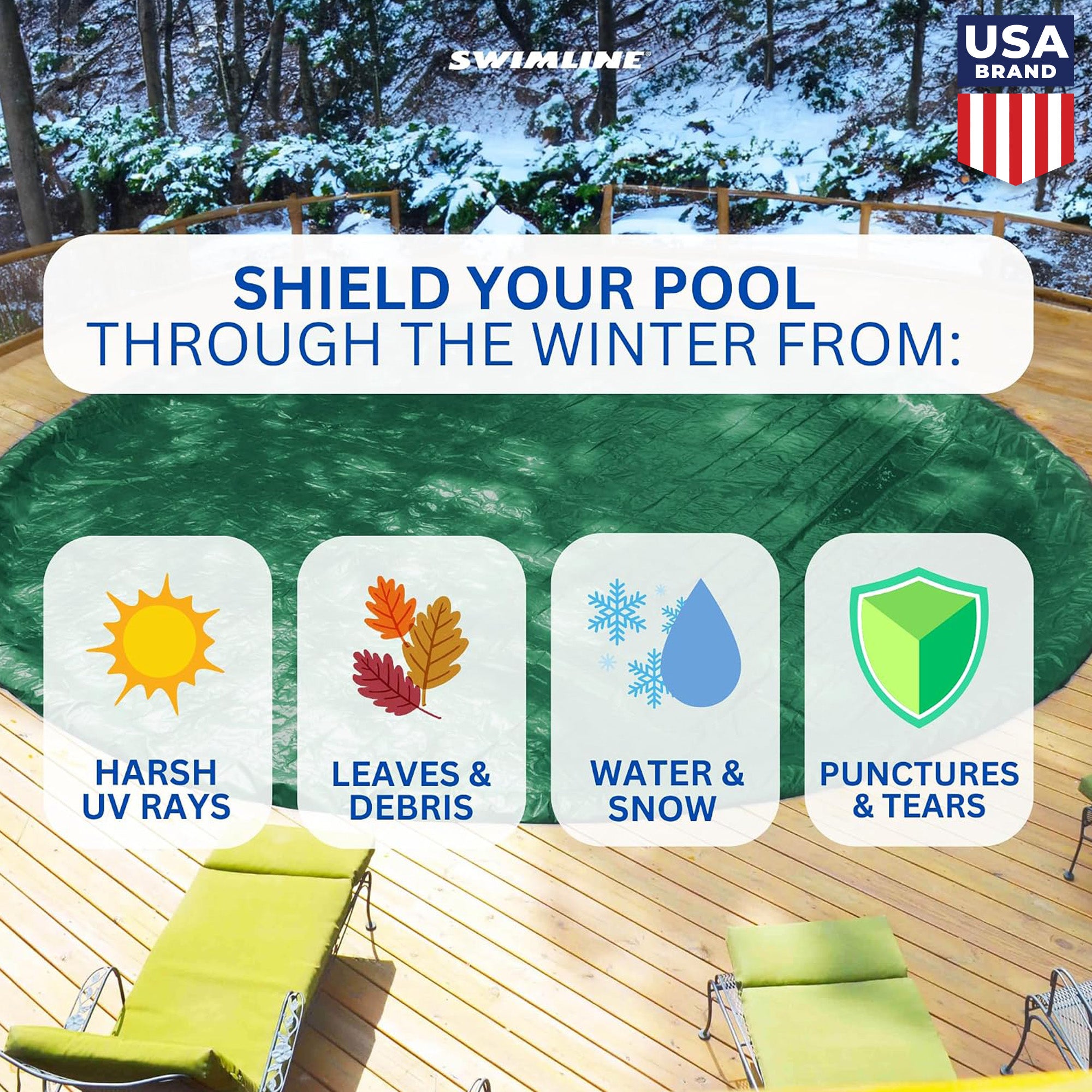Swimline Hydrotools Supreme Guard Winter Cover for 16x28 Ft Above Ground Pools