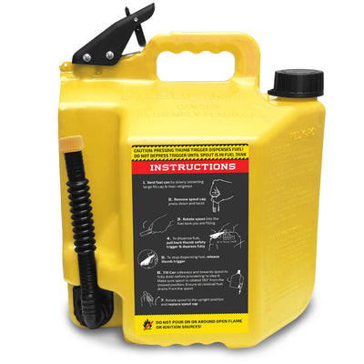 SureCan 5 Gallon Controlled Flow Gas Fuel Can w/Rotating Nozzle, Yellow (2 Pack)