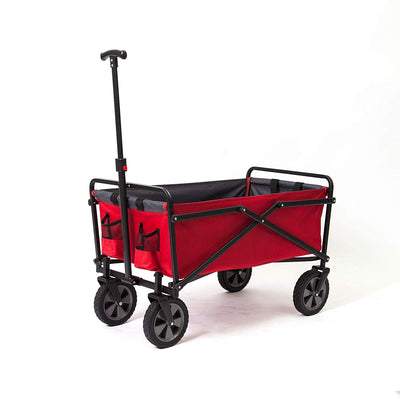 Seina 150lb Capacity Portable Folding Steel Wagon Garden Cart, Red (3 Pack)