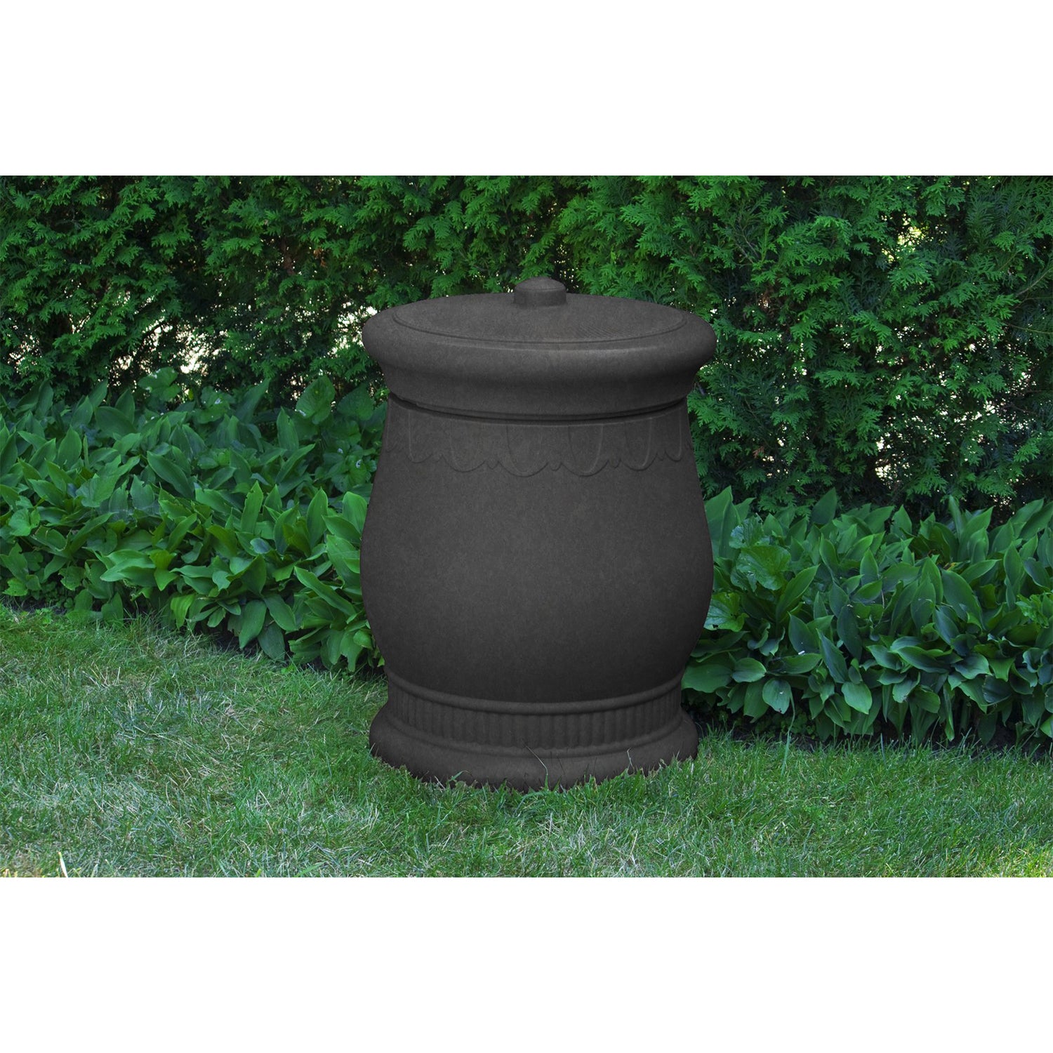 Good Ideas Savannah Decorative 30 Gal. Storage & Waste Basket Urn, Dark Granite