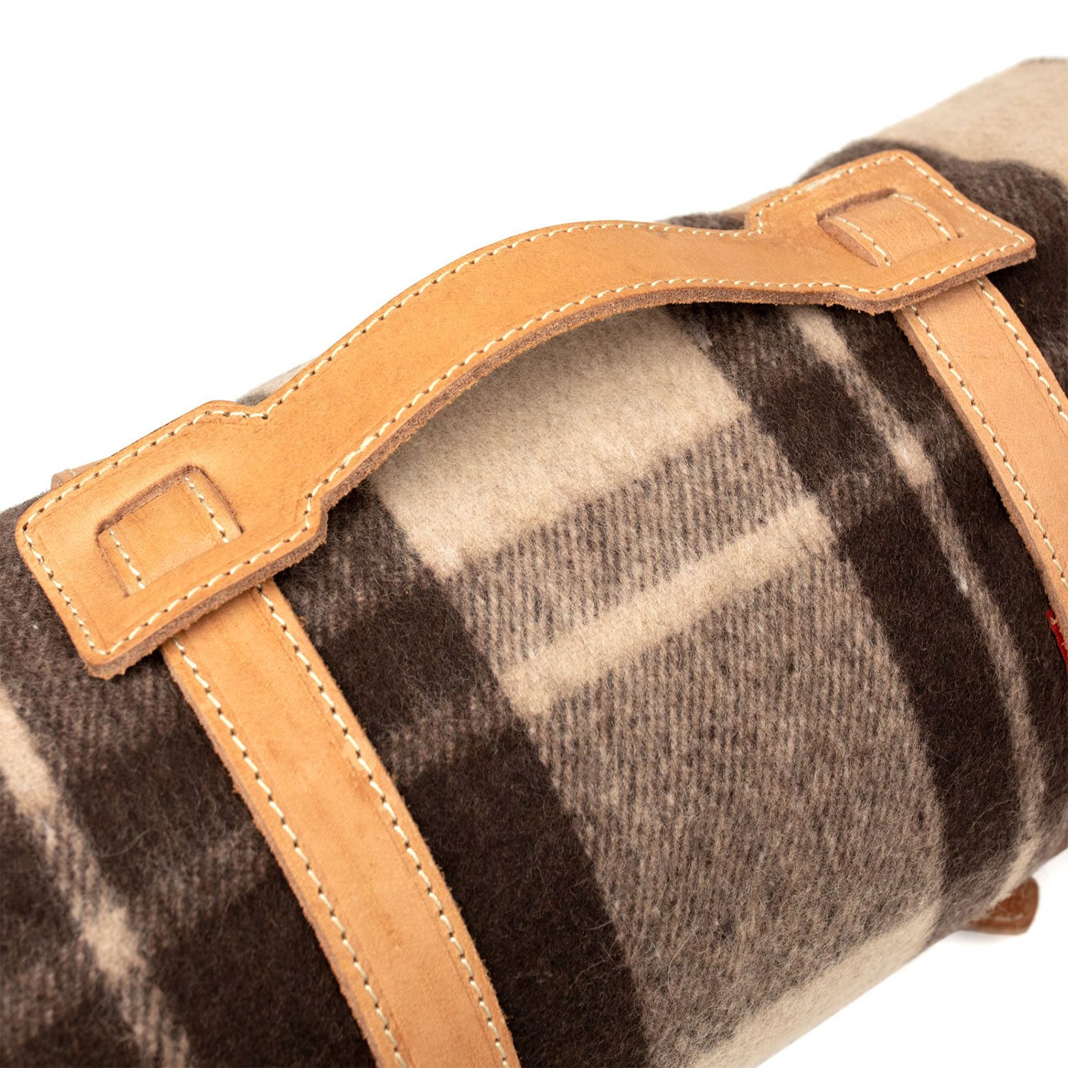 Swiss Link Military Surplus 90x62" Classic Wool Plaid Blanket w/ Leather Carrier