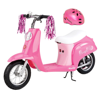 Razor Pocket Mini Euro 24V 250W Kids Electric Scooter & Helmet, Sweet Pea Pink