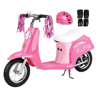 Razor Miniature Euro 24V 250W Electric Retro Scooter with Protective Gear, Pink - VMInnovations