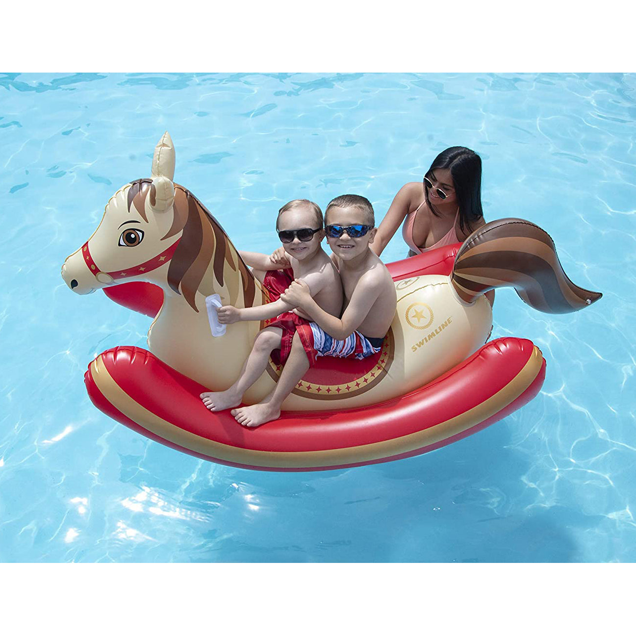 Swimline Giant HobbyHorse Rocker Inflatable Ride On Swimming Pool Toy Float - VMInnovations