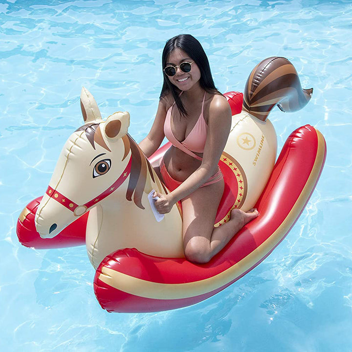 Swimline Giant HobbyHorse Rocker Inflatable Ride On Swimming Pool Toy Float