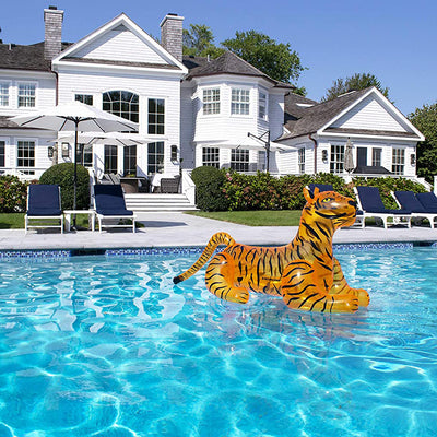 Swimline Giant 73" Long Wild Tiger Inflatable Ride On Swimming Pool Toy Float