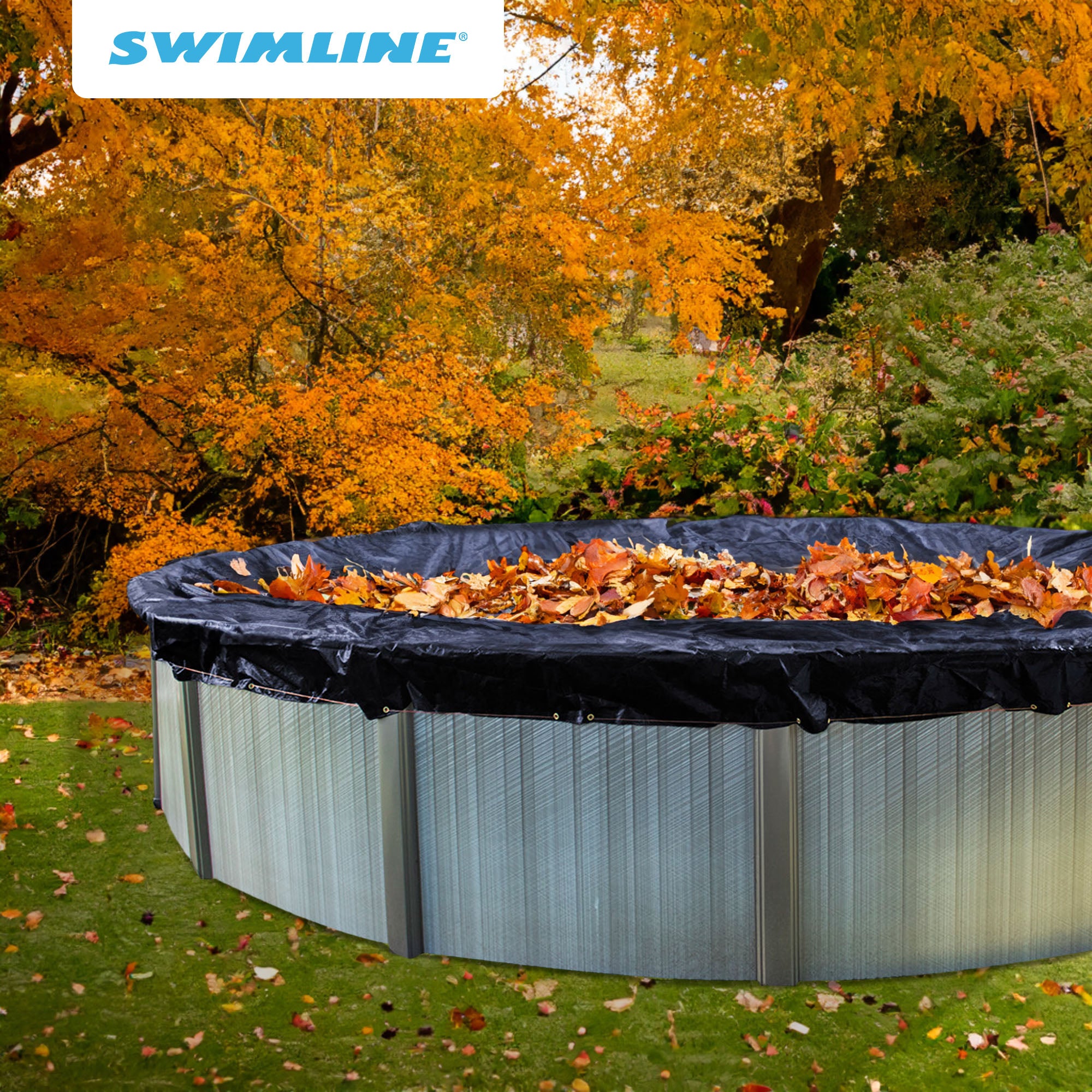 Swimline 18 Foot Round Above Ground Winter Swimming Pool Cover, Blue (Used)