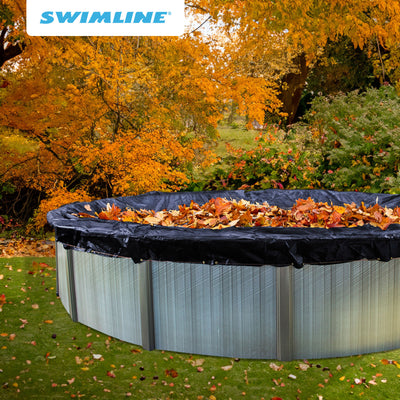 Swimline 18 Foot Round Above Ground Winter Swimming Pool Cover, Blue (Used)
