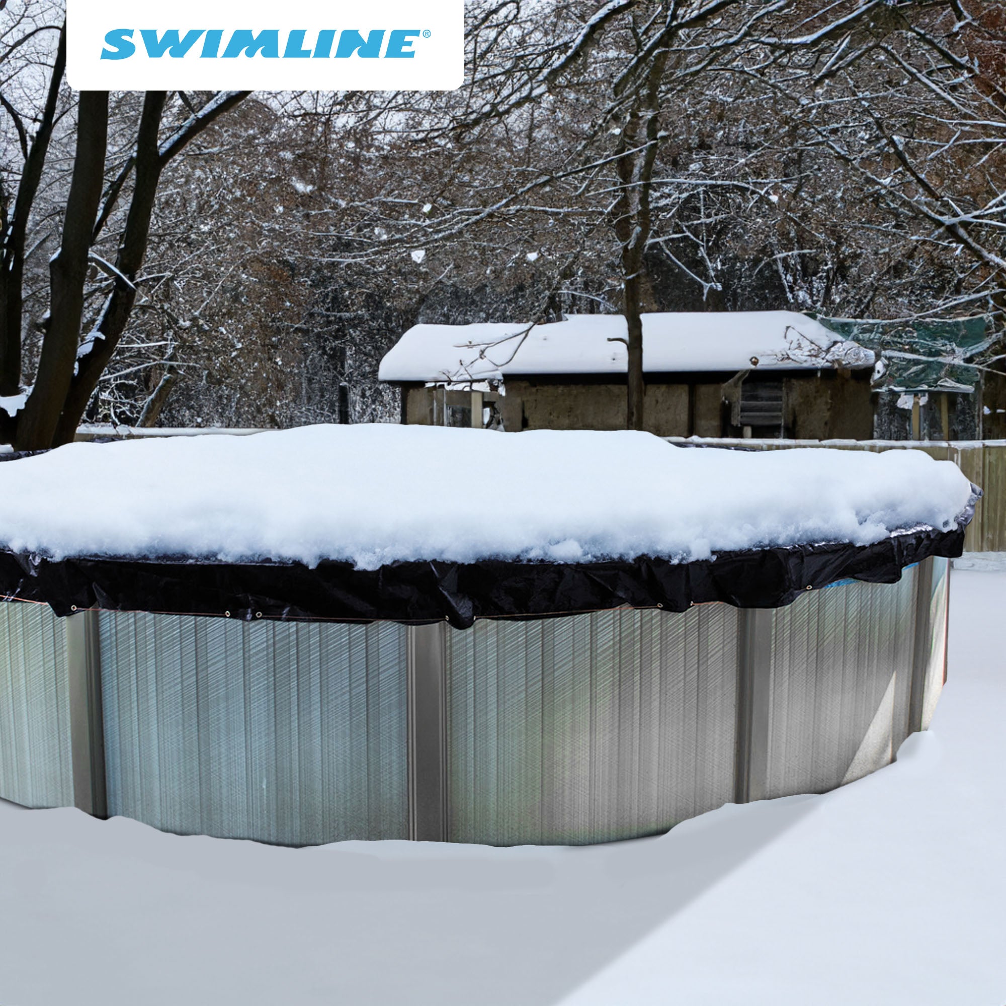 Swimline 18 Foot Round Above Ground Winter Swimming Pool Cover, Blue (Used)