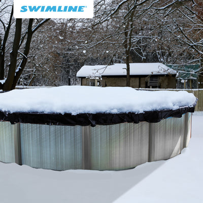 Swimline 18 Foot Round Above Ground Winter Swimming Pool Cover, Blue (Used)