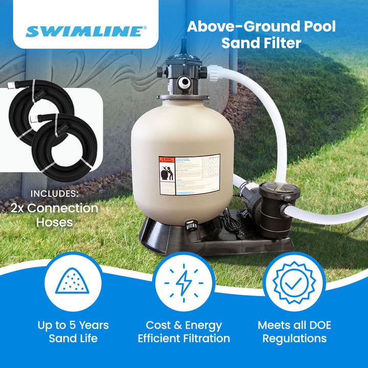 HYDROTOOLS by Swimline 24" Sand Filter Combo w/ Stand, 4980 GPH, 300lb Capacity