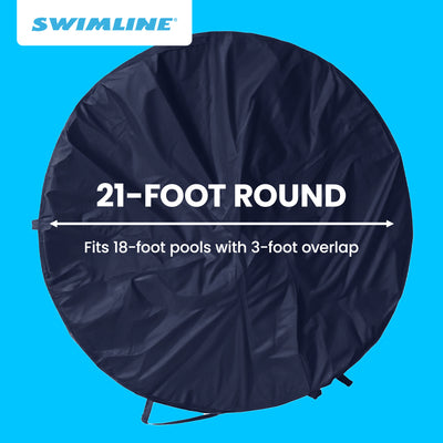 Swimline 18 Foot Round Above Ground Winter Swimming Pool Cover, Blue (Used)