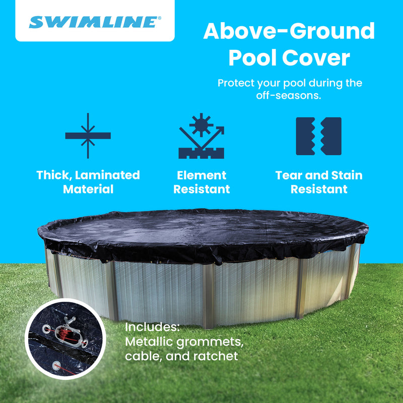 Swimline 30 Foot Heavy Duty Deluxe Round Above Ground Winter Pool Cover (Used)