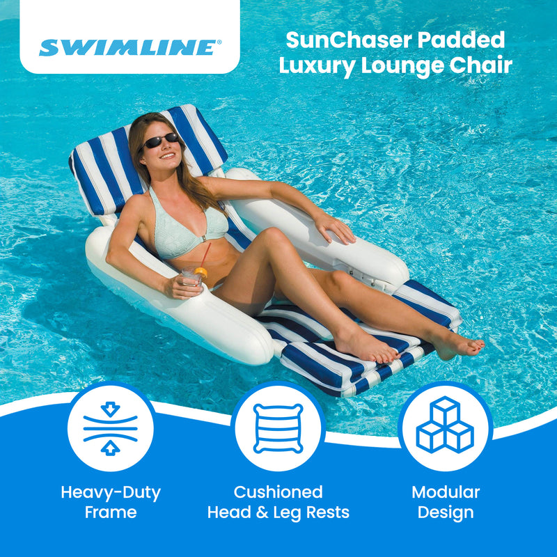 Swimline 10010 SunChaser Swimming Pool Padded Chair Lounger (Open Box) (2 Pack)