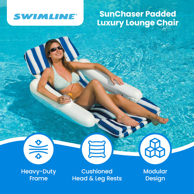 Swimline 10010 SunChaser Pool Padded Floating Luxury Chair Lounger (For Parts)