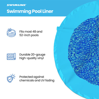 Swimline 15 Foot Swirl Blue Round Above Ground Pool Wall Overlap Liner(Open Box)