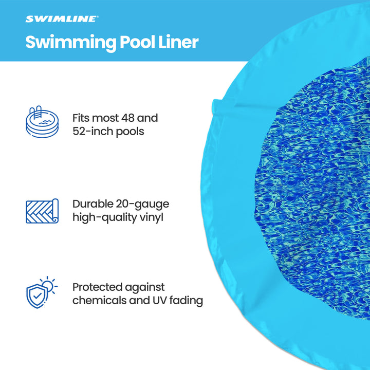 Swimline 15 Foot Swirl Blue Round Above Ground Pool Wall Overlap Liner (Used)