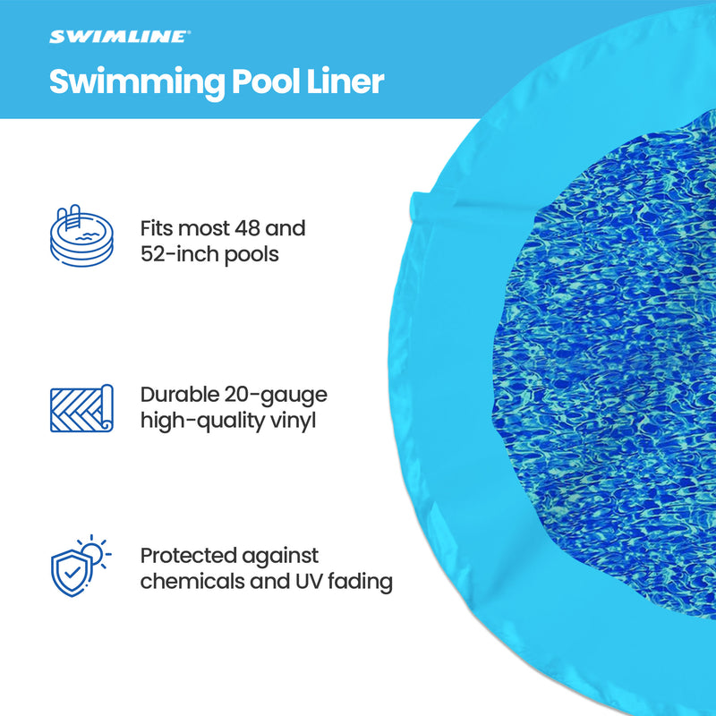 Swimline 15 Foot Swirl Blue Round Above Ground Pool Wall Overlap Liner (Used)