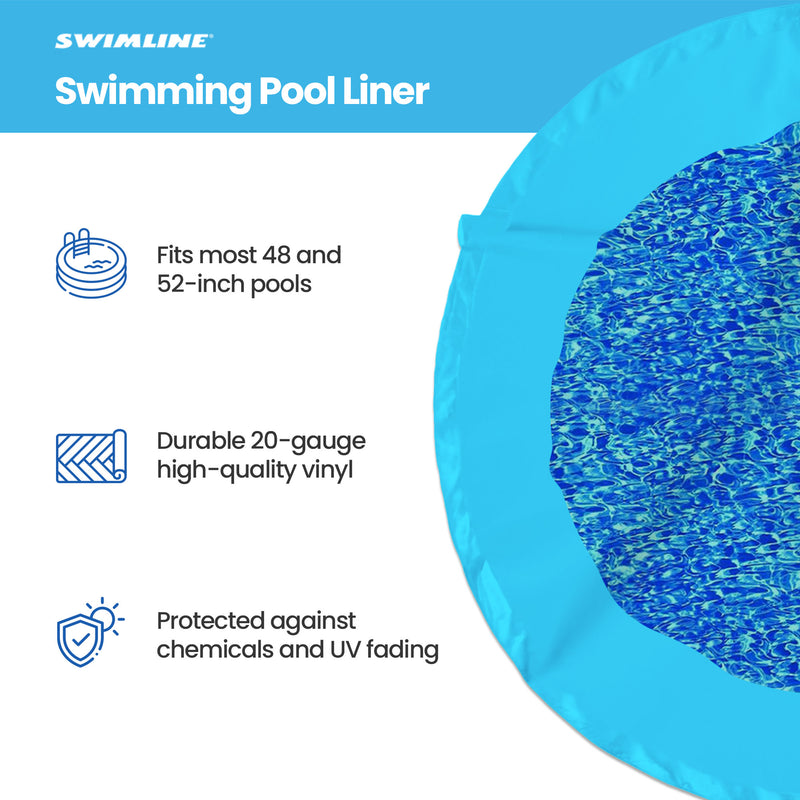 Swimline 15 Foot Swirl Blue Round Above Ground Pool Wall Overlap Liner(Open Box)