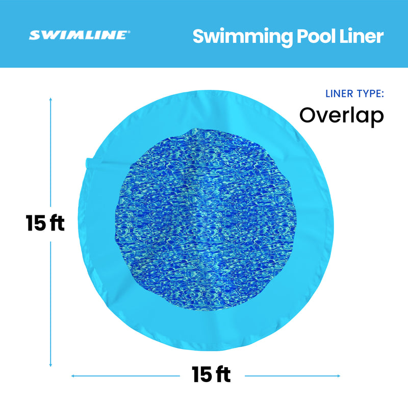 Swimline 15 Foot Swirl Blue Round Above Ground Pool Wall Overlap Liner(Open Box)