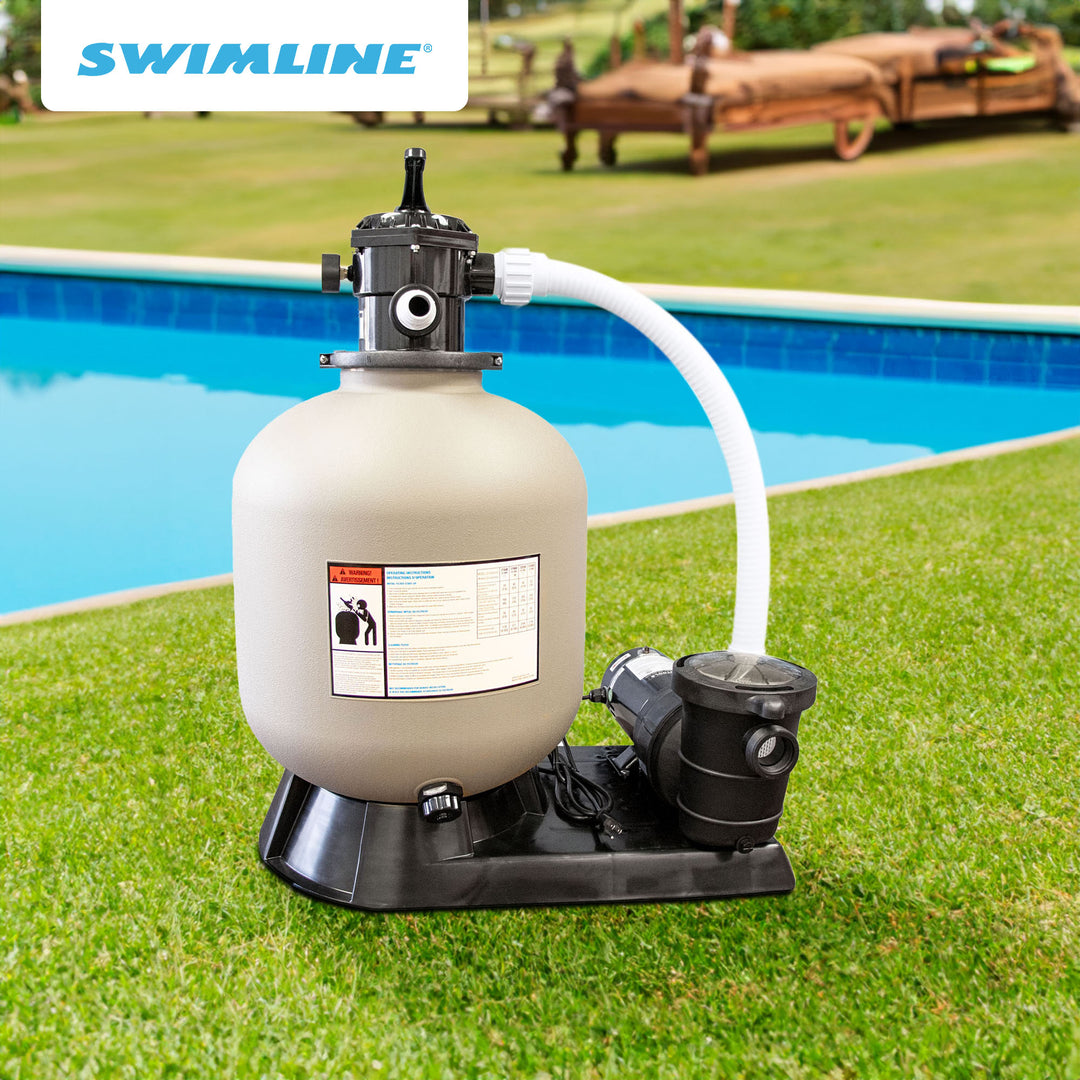 HYDROTOOLS by Swimline 24" Sand Filter Combo w/ Stand, 4980 GPH, 300lb Capacity