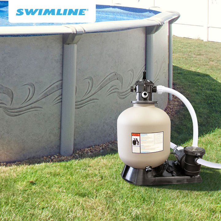 HYDROTOOLS by Swimline 24" Sand Filter Combo w/ Stand, 4980 GPH, 300lb Capacity