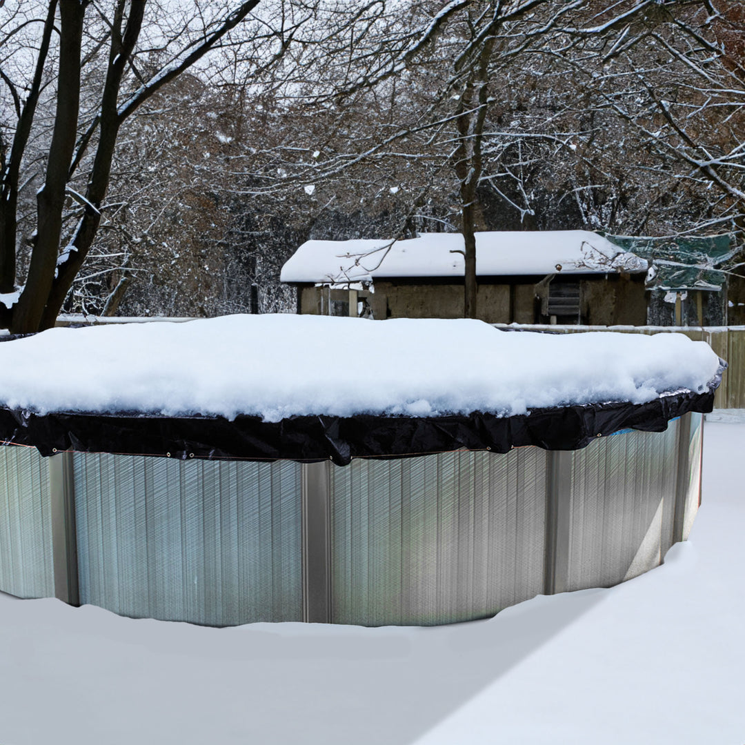 Swimline 24 Foot Round Swimming Pool Winter Cover and 3 4x4 Air Closing Pillows - VMInnovations