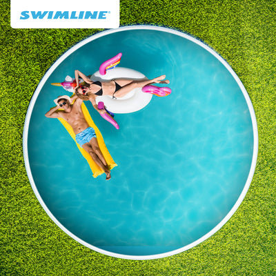 Swimline 21' Solid Blue Round Above Ground Swimming Pool Overlap Liner (Used)